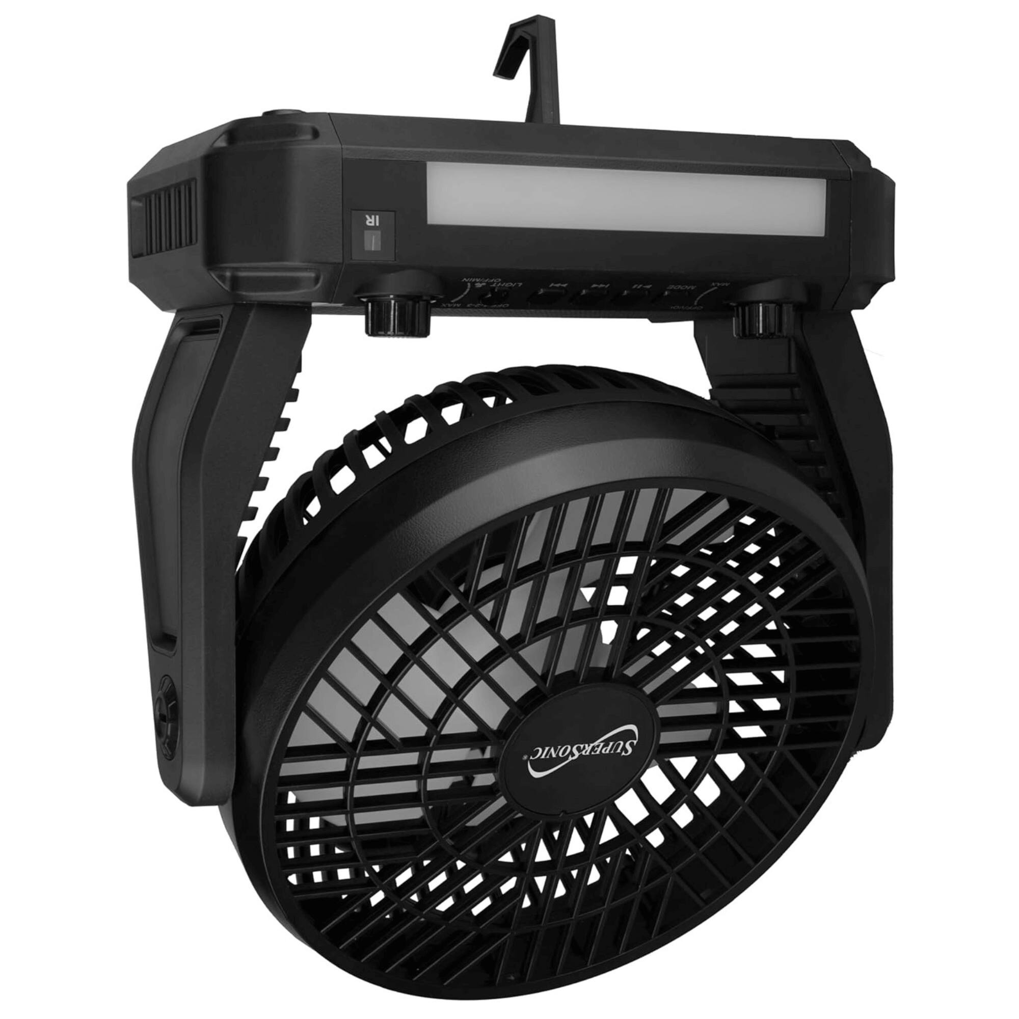 Alt View 2. Supersonic - Solar-Powered BT Speaker with FM Radio, LED Flashlight & Fan - Black.