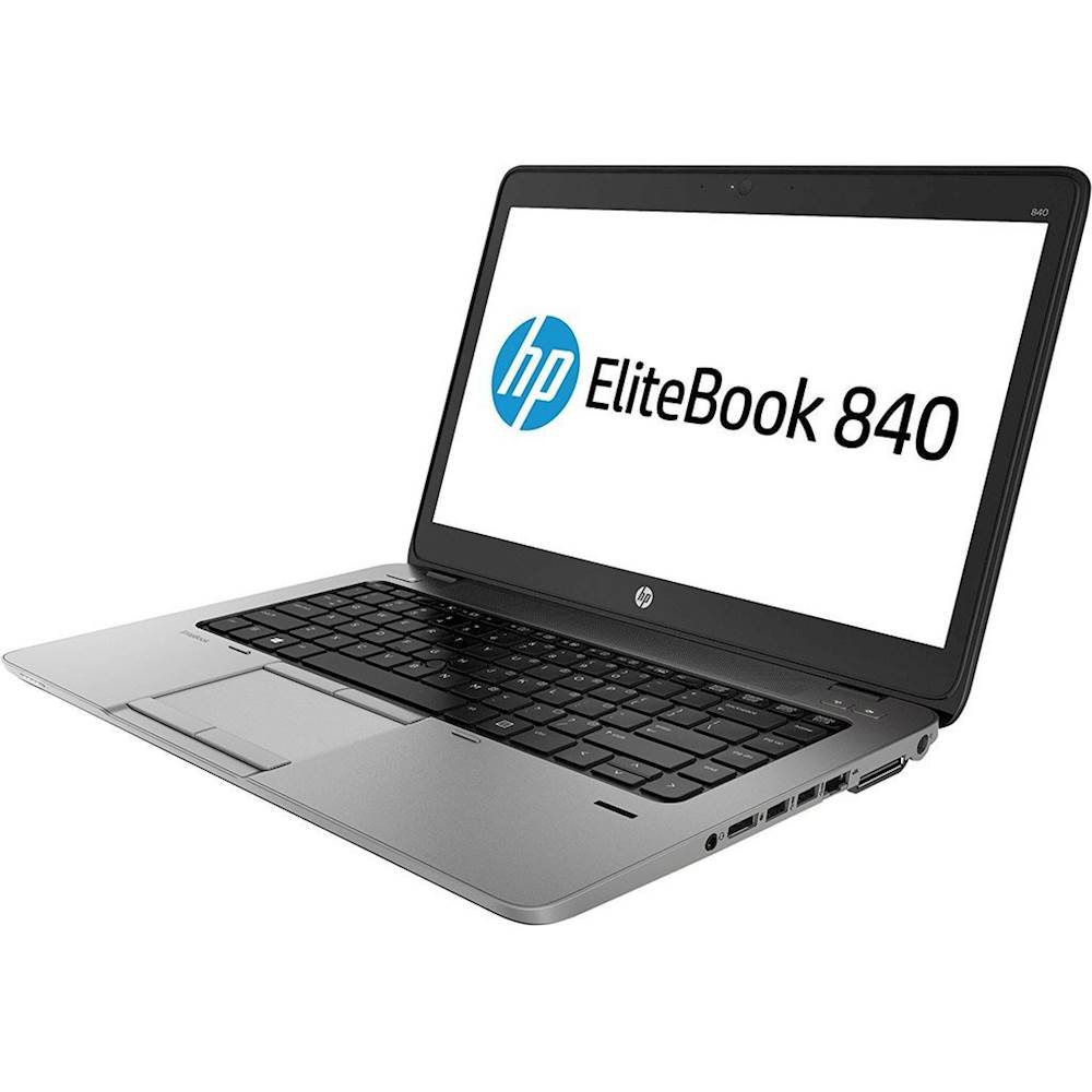 Left View: HP - EliteBook 14" Refurbished Laptop - Intel Core i5 - 8GB Memory - 128GB Solid State Drive - Black
