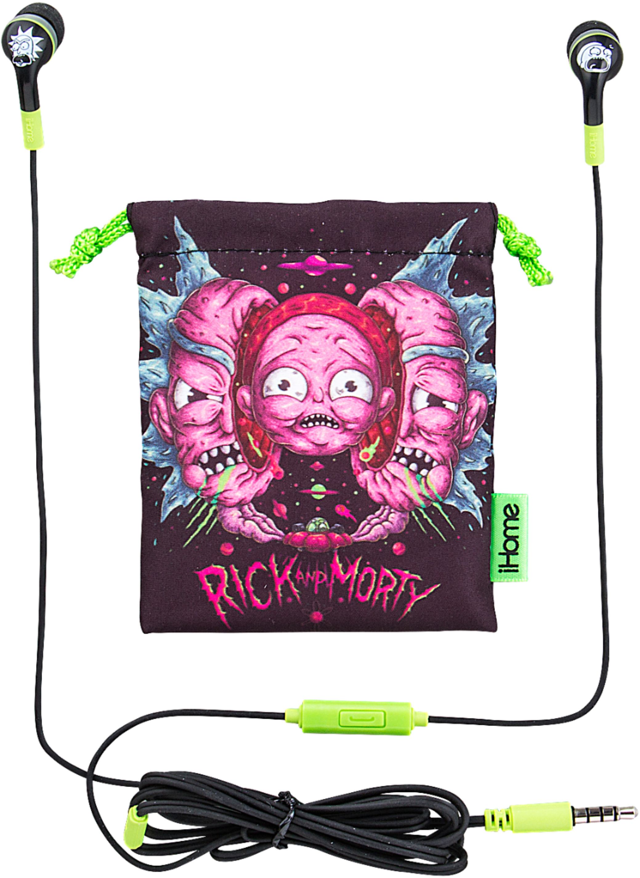 Best Buy: iHome Rick and Morty Wired Headphones Green/Black CI-M15RM.FXV8