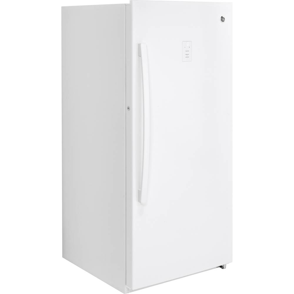 Angle View: GE - 14.1 Cu. Ft. Frost-Free Upright Freezer - White
