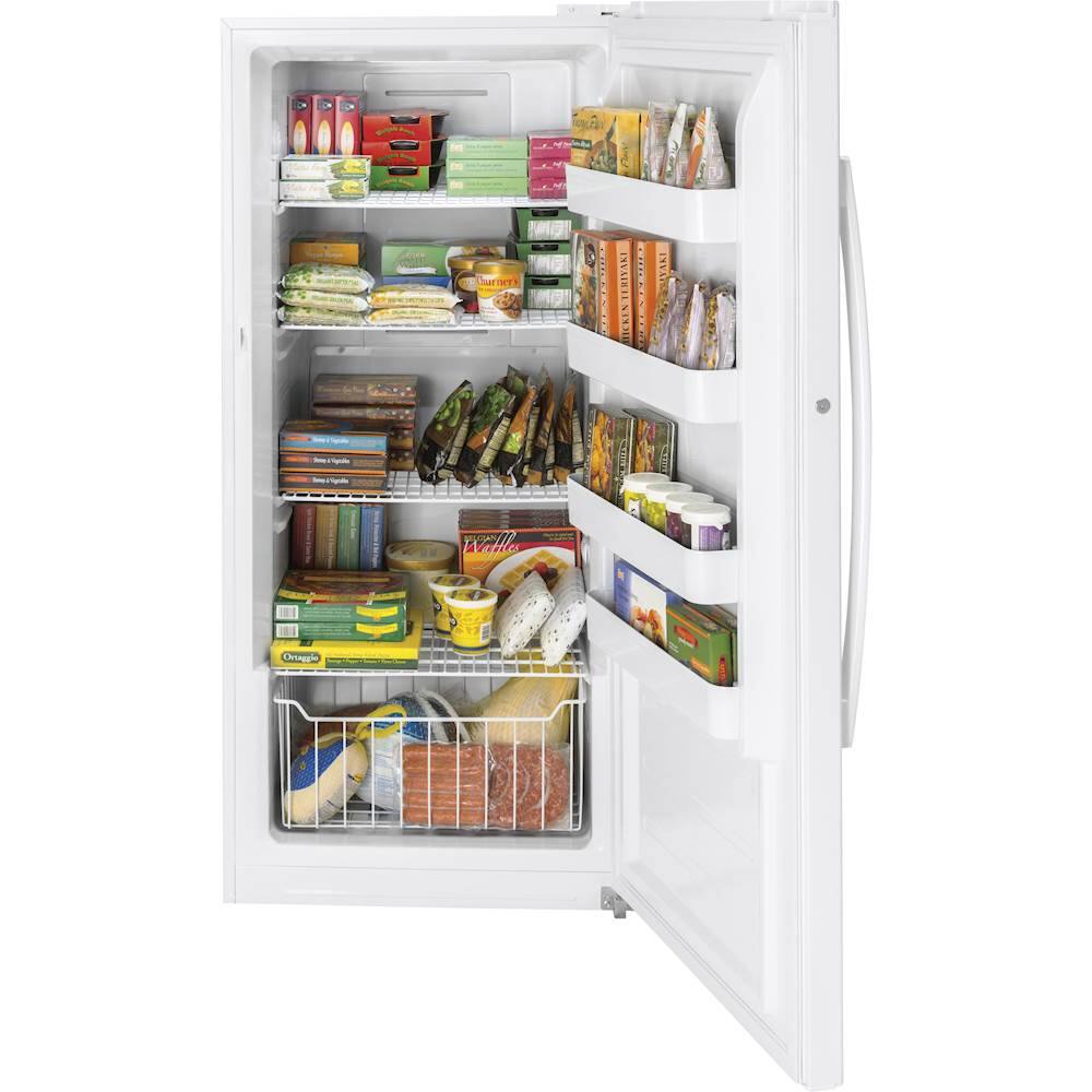 Alt View 1. GE - 14.1 Cu. Ft. Frost-Free Upright Freezer - White.