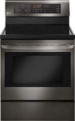 LG - 6.3 Cu. Ft. Self-Cleaning Freestanding Electric Convection Range - PrintProof Black Stainless Steel - Front_Standard
