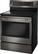 Left. LG - 6.3 Cu. Ft. Self-Cleaning Freestanding Electric Convection Range with EasyClean - PrintProof Black Stainless Steel.