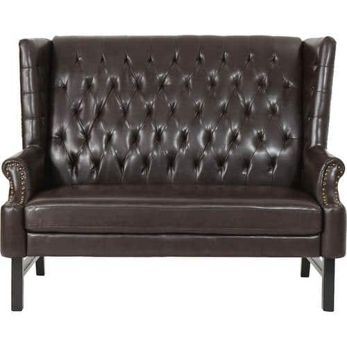 Noble House - Kensett Tufted Wingback Loveseat - Brown