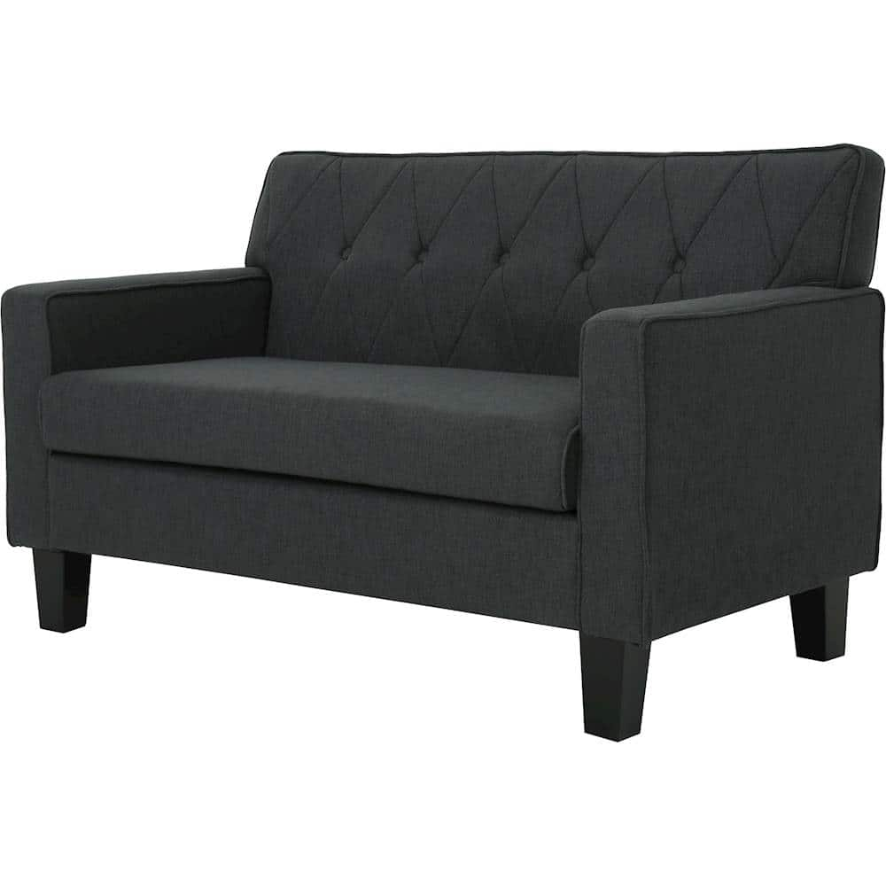 Left View: Noble House - Atmore Button Stitch Loveseat - Dark Gray