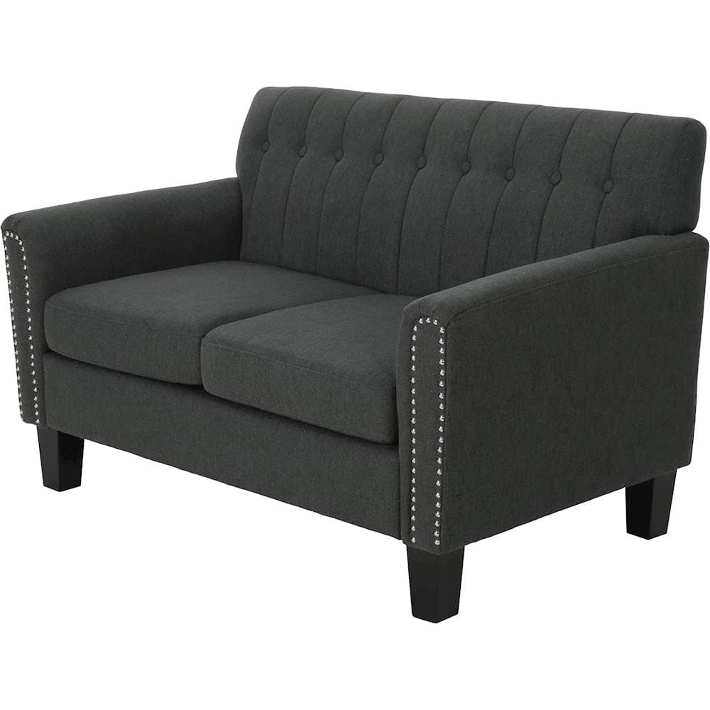 Left View: Noble House - Sheffield Loveseat - Dark Gray