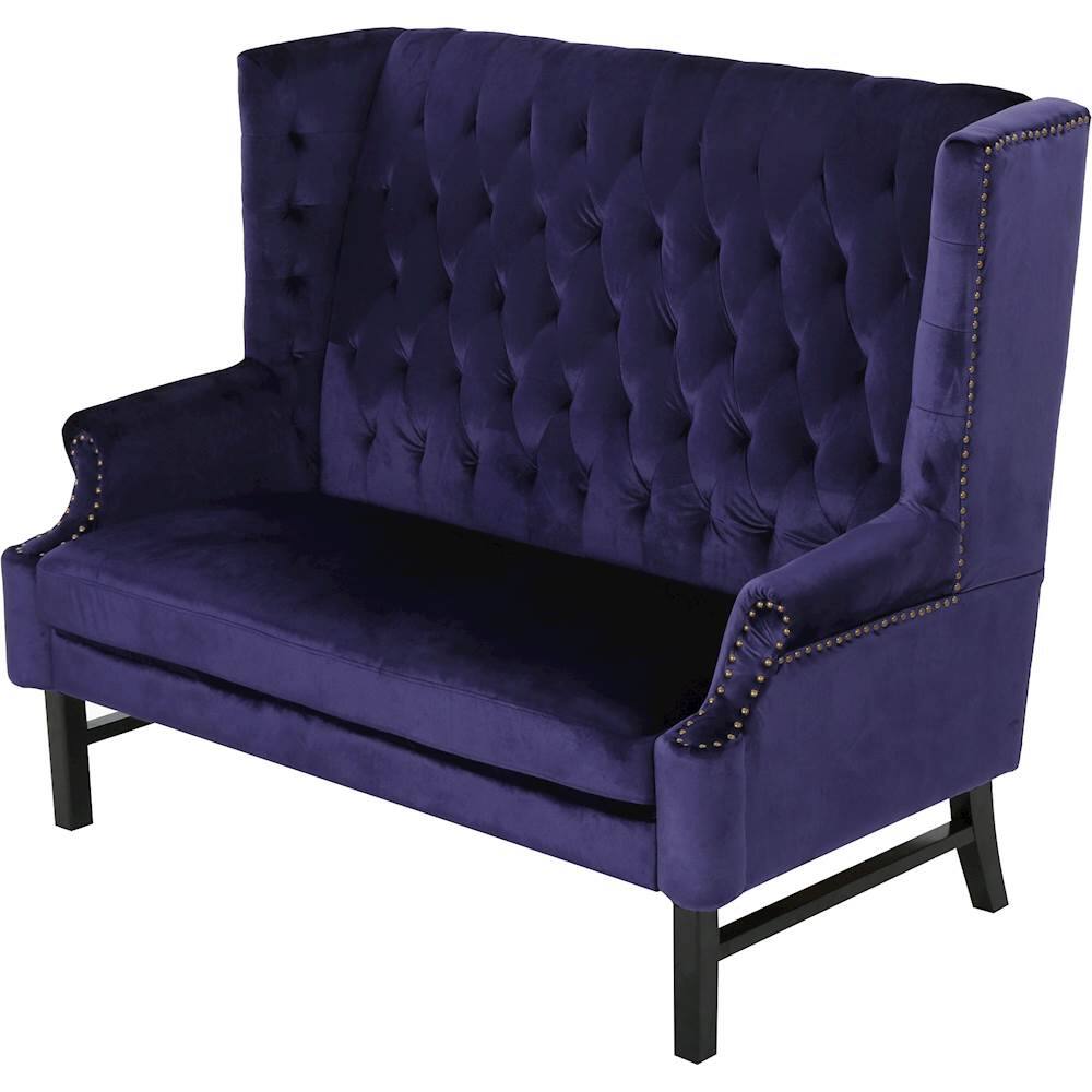 Left View: Noble House - Kensett Tufted Wingback Loveseat - Plum