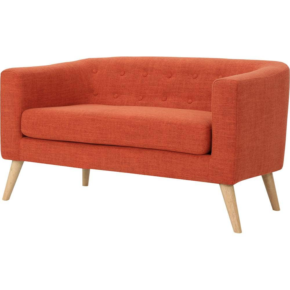 Left View: Noble House - Hickory Loveseat - Muted Orange