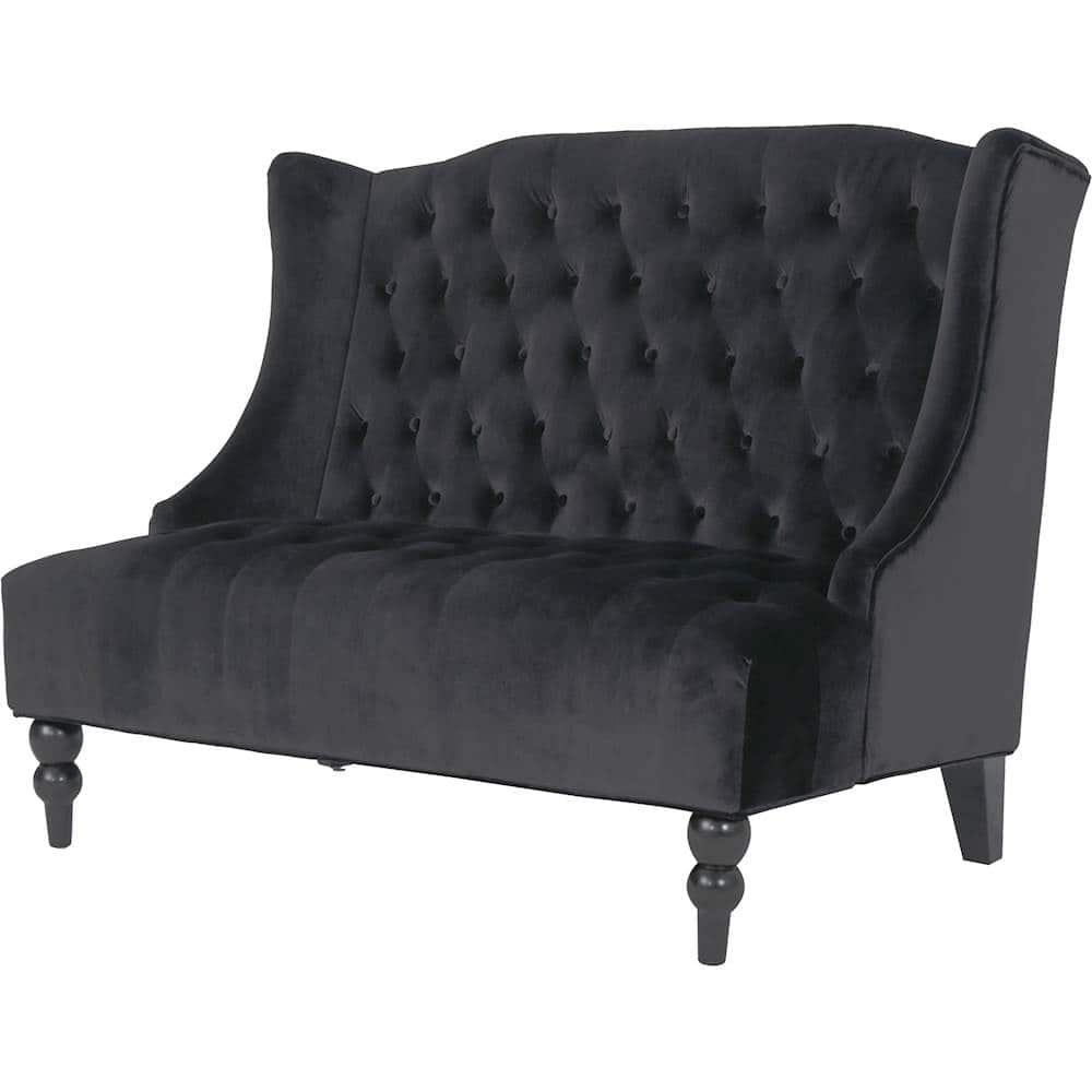 Left View: Noble House - Prescott Tufted Wingback Loveseat - Black