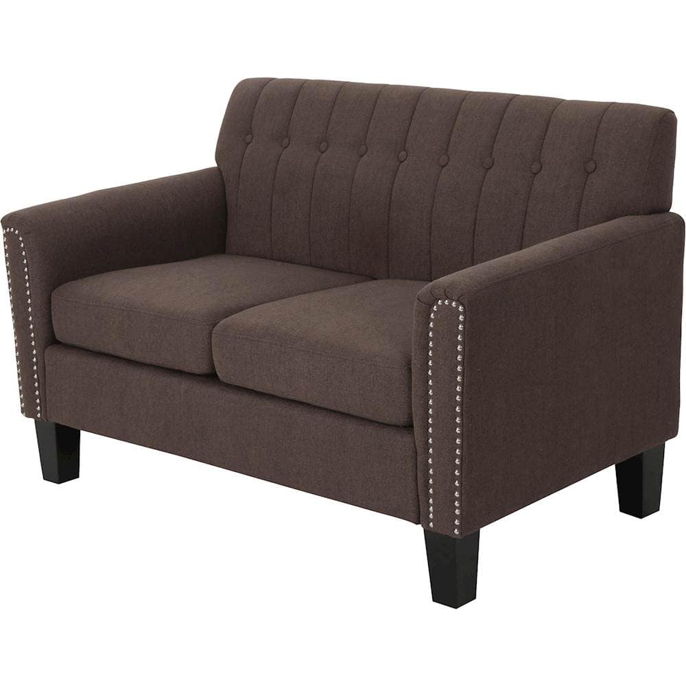 Left View: Noble House - Sheffield Loveseat - Dark Brown