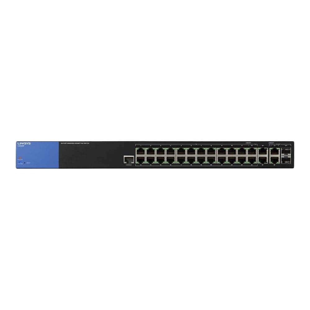 Front. Linksys - Business 28-Port Gigabit PoE+ Switch.