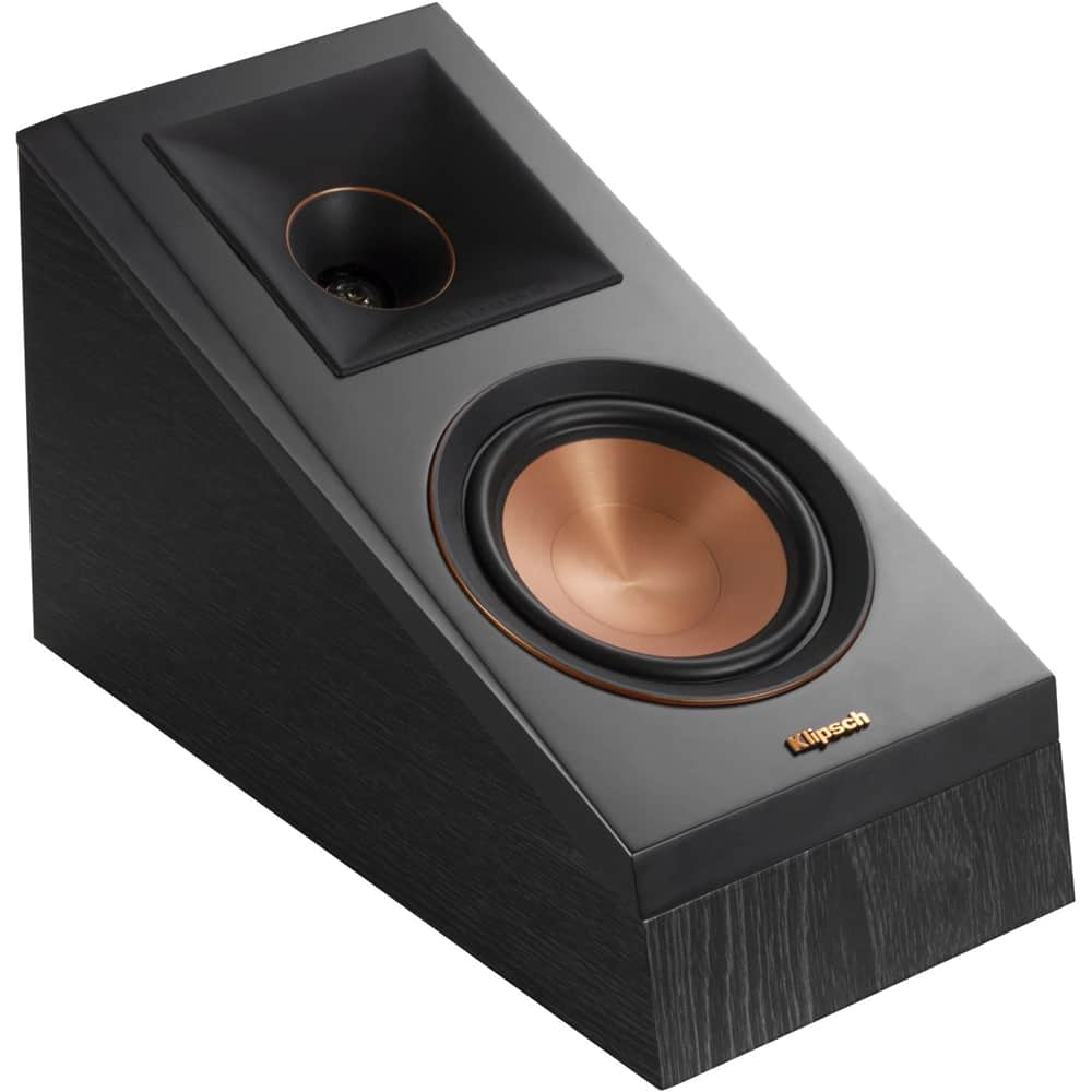 Left View: Klipsch - Reference Premiere 5-1/4" 300-Watt Passive 2-Way Height/Surround Channel Speakers (Pair) - Ebony