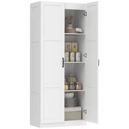 Homcom - Pantry Cabinet, 71" Tall Kitchen Pantry Storage Cabinet with Soft-Close Hinges - White
