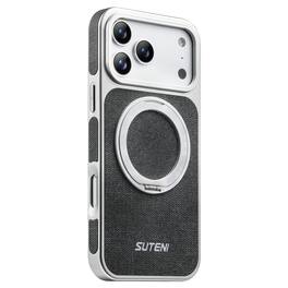 Dteck - for Apple iPhone 17 Pro Max Magnetic Case,PU Leather+PC+TPU Frame Hybrid Shell,Shockproof Cover with Metal Kickstand - Black