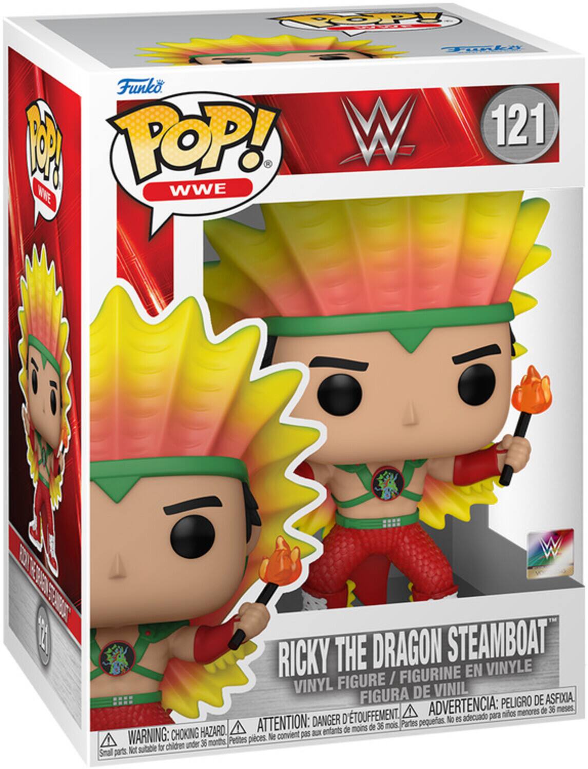 TOOP Aka Funko POP! W 121 WWE WWE D E W RICKY THE DRAGON STEAMBOAT FIGURINE EN VINYLE FIGURE / VINYL DE VINIL FIGURA PELIGRO DE ASFIXIA. D'TOUFFEMENT. ADVERTENCIA: para mios menores de 36 meses DANGER pequeas. No es adecuado HAZARD. ATTENTION: au enfants de moins de 36 mois Partes WARNING: CHOKING Petites pices. Ne convient pas for children under 36 months Smal parts Not sutable
