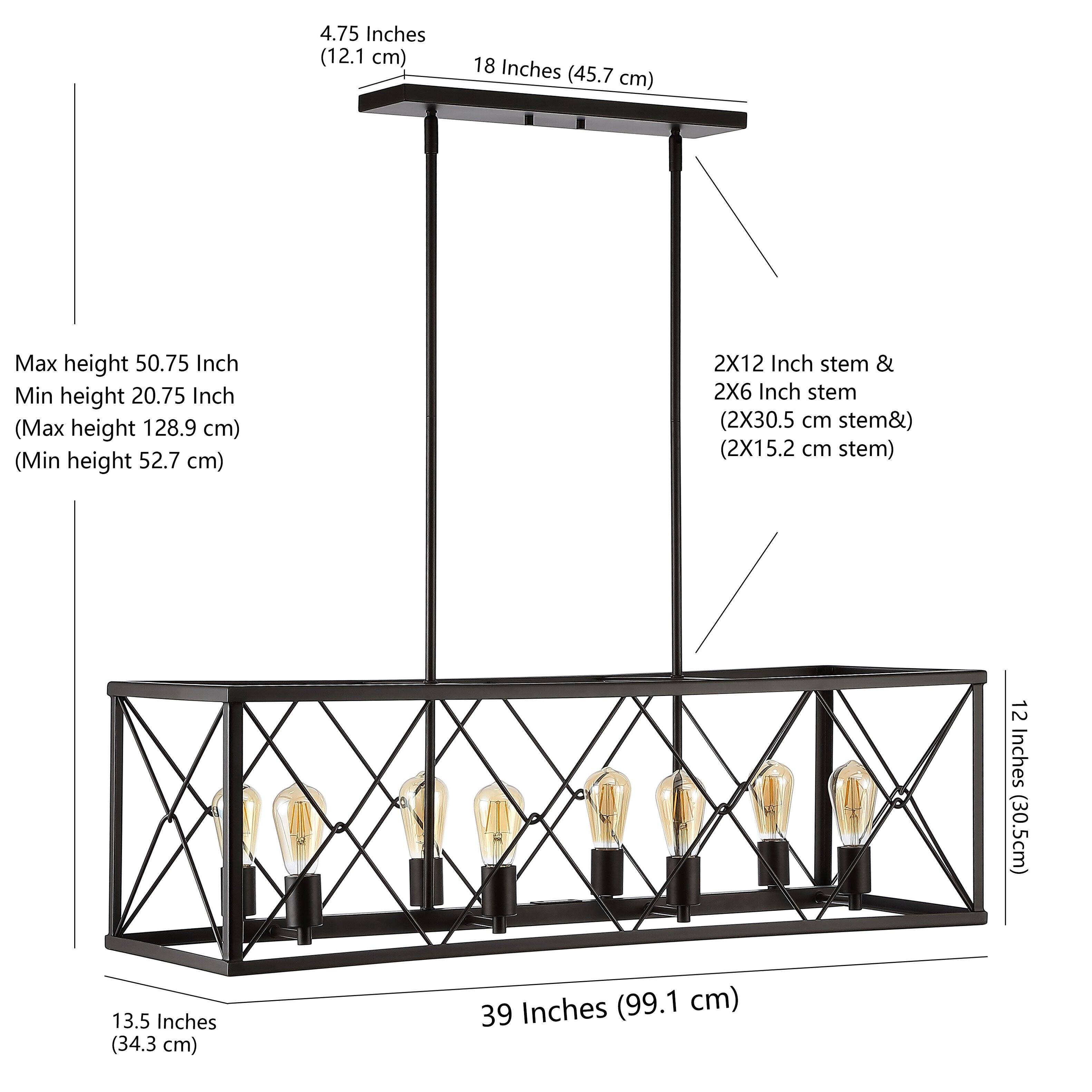 4.75 Inches (12.1 cm)  
18 Inches (45.7 cm)  
Max height 50.75 Inch  
Min height 20.75 Inch  
(Max height 128.9 cm)  
(Min height 52.7 cm)  
2X12 Inch stem & 2X6 Inch stem  
(2X30.5 cm stem&) (2X15.2 cm stem)  
12 Inches (30.5 cm)  
13.5 Inches (34.3 cm)  
39 Inches (99.1 cm)