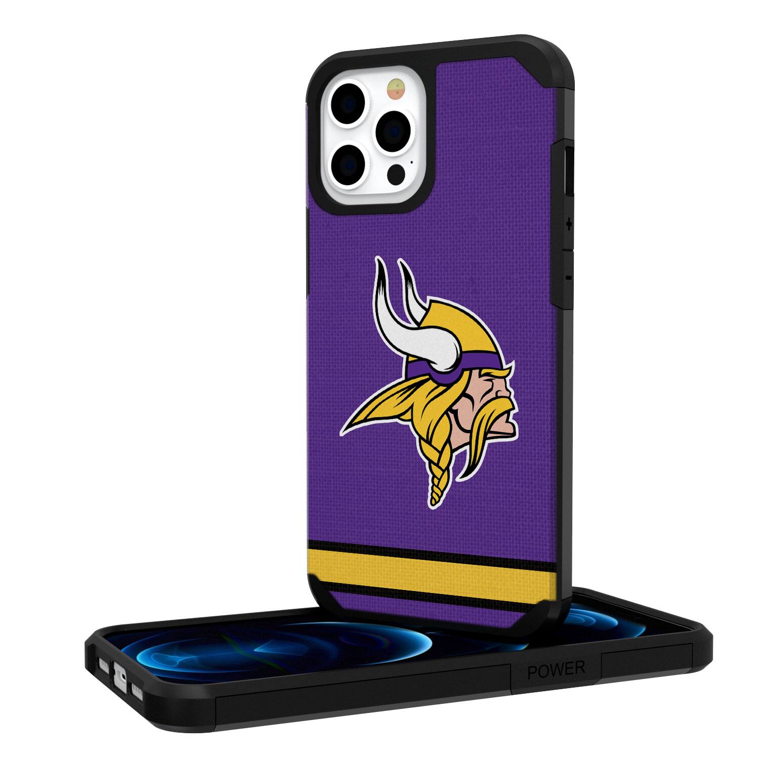 Keyscaper - NFL - Minnesota Vikings iPhone Rugged Stripe Design Case - 13 - Multicolor