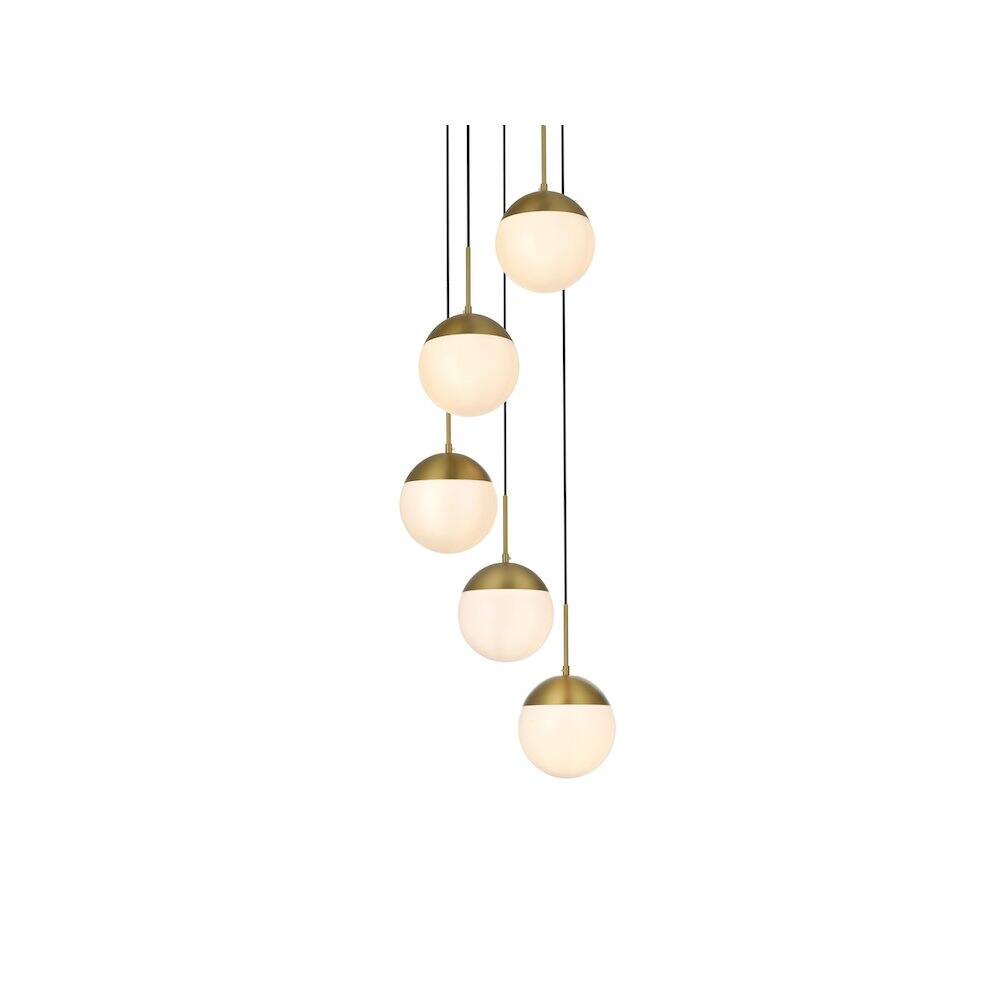 Back. Living District - Eclipse 18 Inch Pendant Frosted White Shade in Satin Gold - Satin Gold And Frosted White.