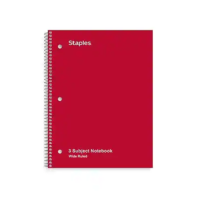 Stample Notebook Staples 3 Subject Notebook, 8