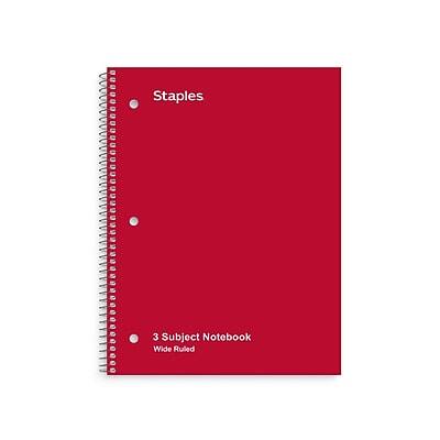 Staples
3 Subject Notebook
Wide Ruled