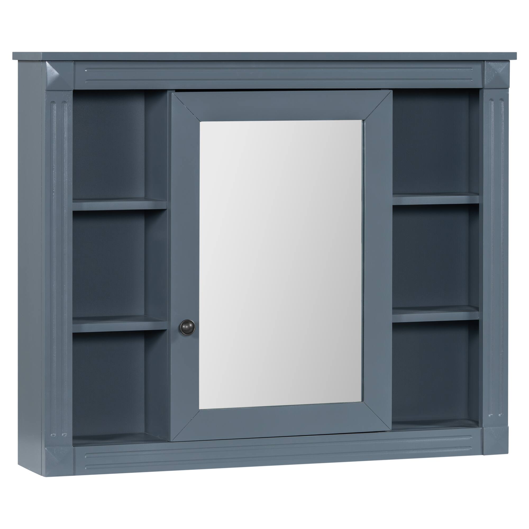 Alt View 7. TinyHomie - 36 inch Bathroom Vanity with Top Sink Royal Blue Mirror Cabinet Modern Bathroom Storage Cabinet - White.
