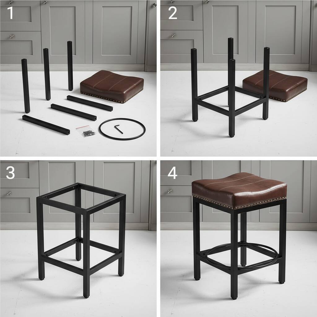 Alt View 1. AOITUN - Bar Stools Set of 2, 24 Inch Height - Perfect for Kitchen Islands and Bars, Durable and Stylish Seating - Brown.