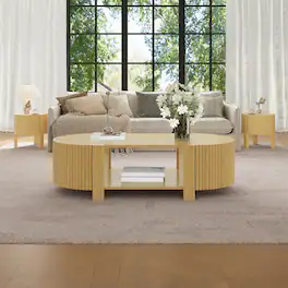 Loheer - Living Room Table Set of 3 Solid Wood Coffee Table - Natural