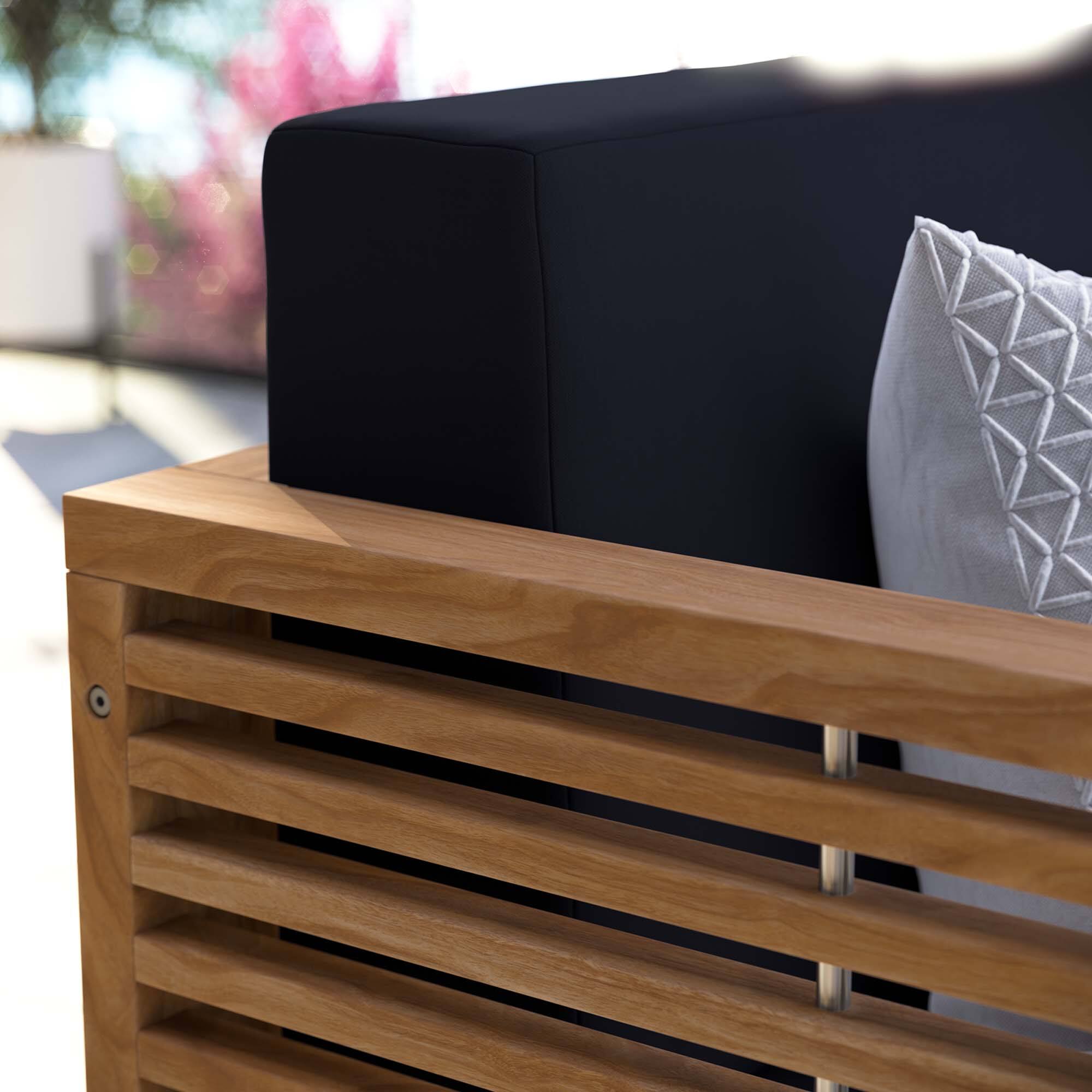 Back. Modway - Carlsbad Teak Wood Outdoor Patio Loveseat by Modway - Natural Navy.