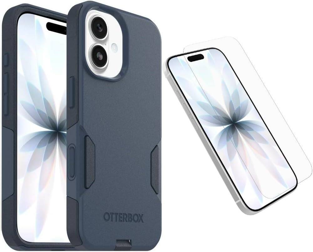 Front. OtterBox - OtterBox iPhone 17 (Only) Bundle: Commuter Series MagSafe Case & Screen Protector - Built-in magnets - Thin & Protective - Blue Sentiment.