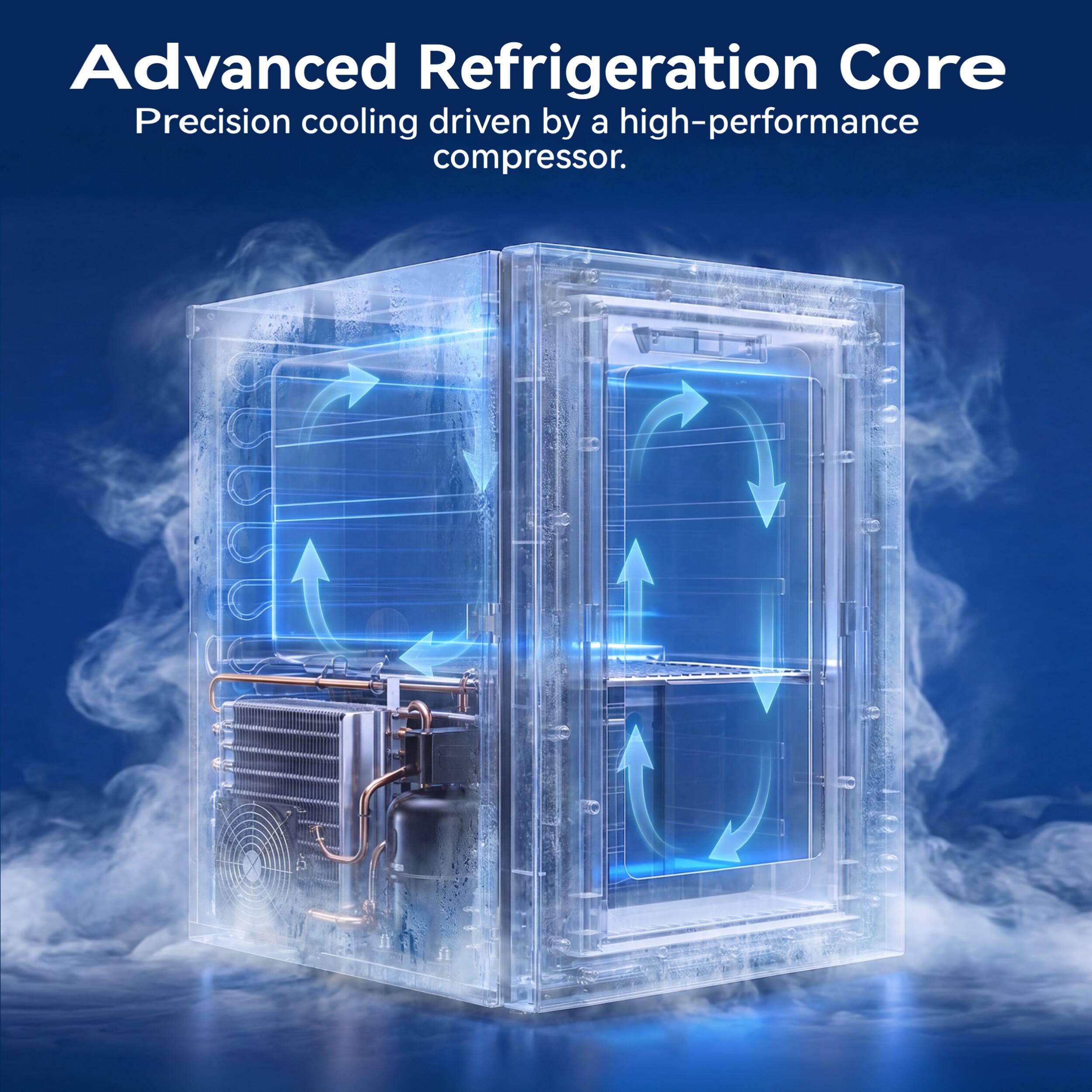 Advanced Refrigeration Core  
Precision cooling driven by a high-performance compressor.