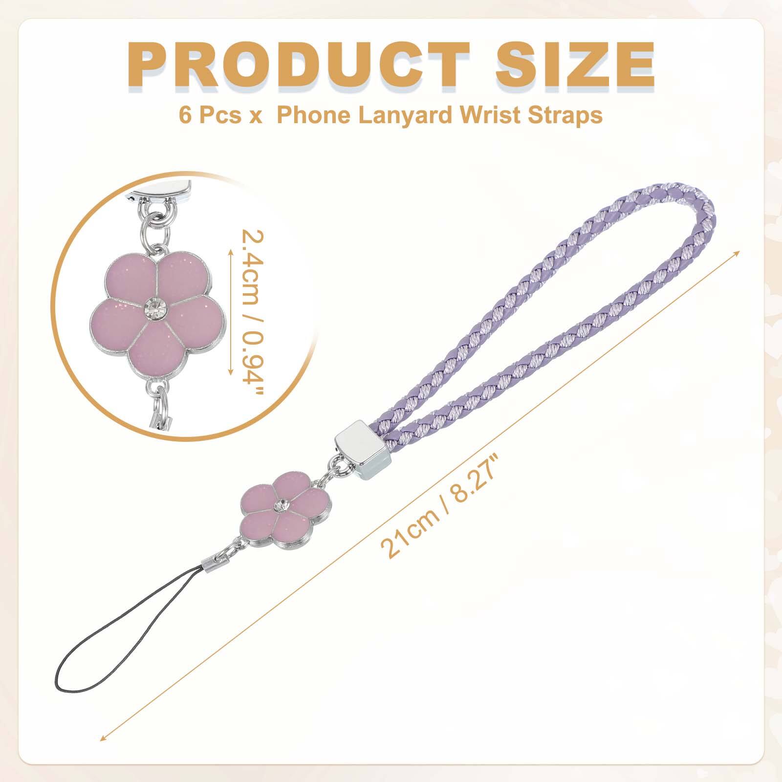 PRODUCT SIZE  
6 Pcs x Phone Lanyard Wrist Straps  
2.4cm / 0.94"  
21cm / 8.27"