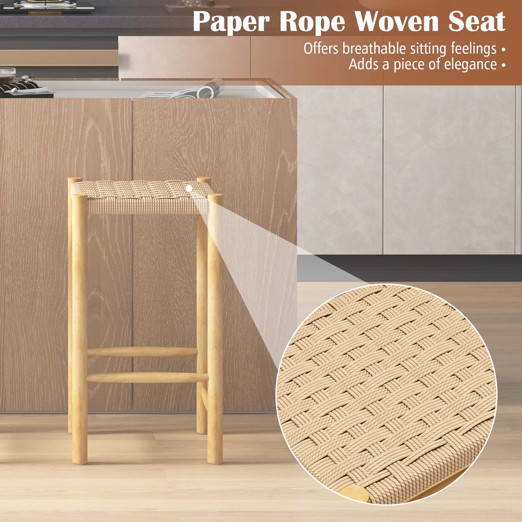Paper Rope Woven Seat offers breathable sitting feelings and adds a piece of elegance.