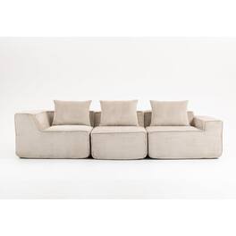 Kadyn - 111" Modular Sctional Couches with Deep Seat, Compression Cloud Sofa Soft Corduroy Upholstered for Living Room Bedroom - Beige