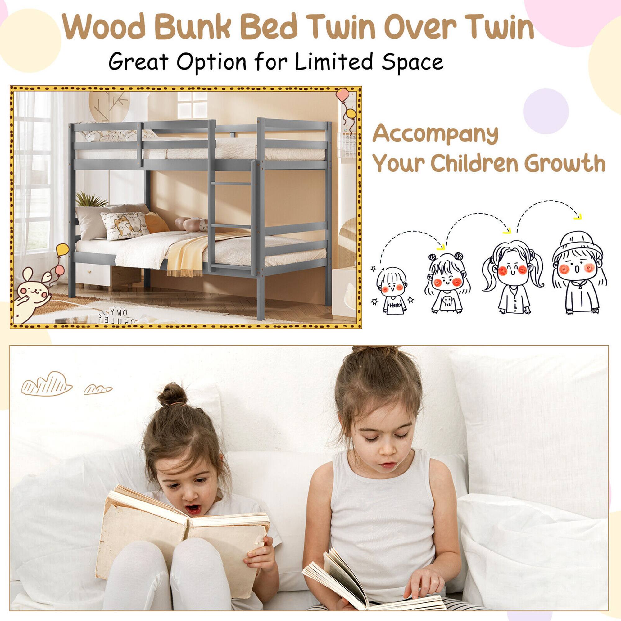 Wood Bunk Bed Twin Over Twin  
Great Option for Limited Space  

Accompany Your Children Growth