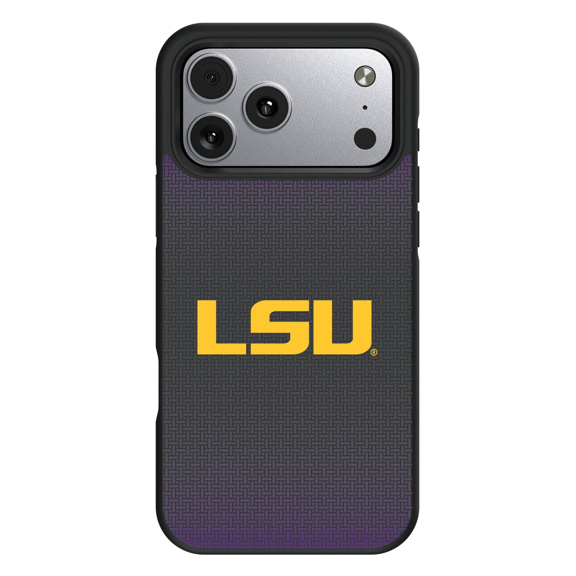Front. Keyscaper - LSU Tigers Bump Case with 8.2ft Drop Protection - 14 Pro Max - Black.