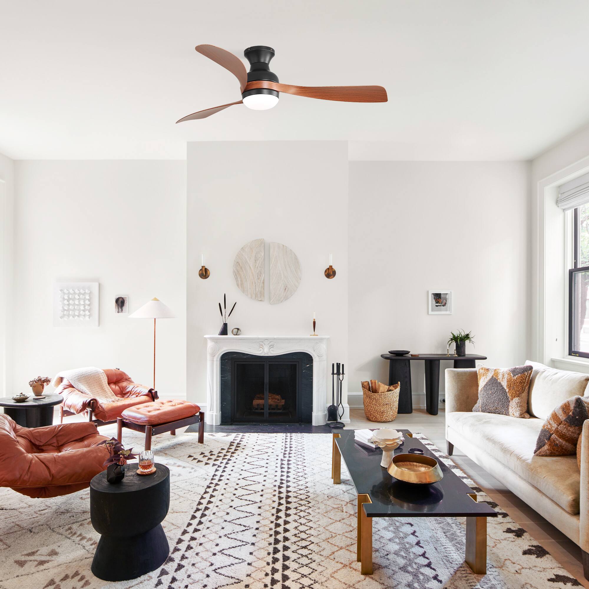 Alt View 2. Dexmalle - Dexmalle-52-Inch Ceiling Fan With Light And Remote Control-BROWN.