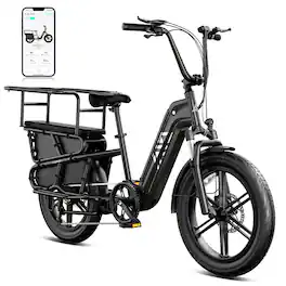TST GRP - 20 "*3.0 Fat Tire Step-Thru Cargo Electric Bike,1500W Peak Motor Ebike with UL2849 Certification - Black