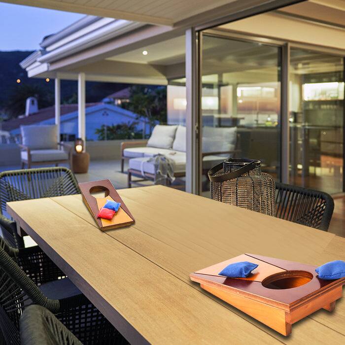 Alt View 2. GSE Games & Sports Expert - Mini 10"x5" Tabletop Cornhole Toss Game Set with 8 Bean Bags, Wooden Desktop Corn Hole Game Set.