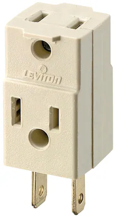 Front. Leviton - Non-Grounding Cube Adapter 125V 15A 3-Outlet Model 531-I - Ivory.