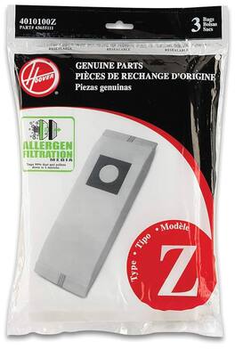 Hoover - 150 Pack Allergy Vacuum Type Z Bags, Power Drive, Auto Constellation, Dimension, Dirt Finder, Futura, Caddy Vac,
