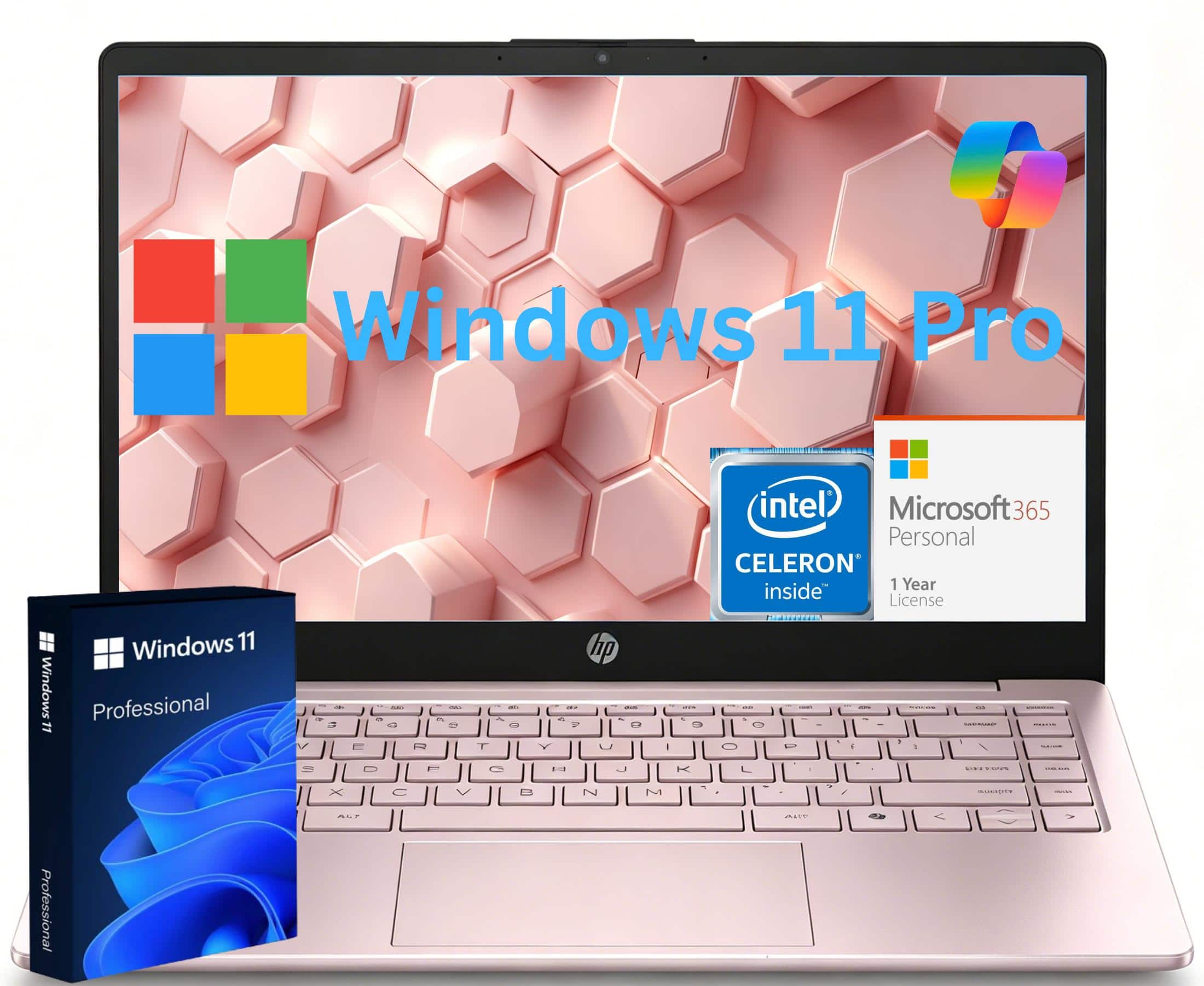 HP - 14'' Laptop-Intel N150 Processor-16GB Memory-128GB UFS-Windows 11 Pro - Pink