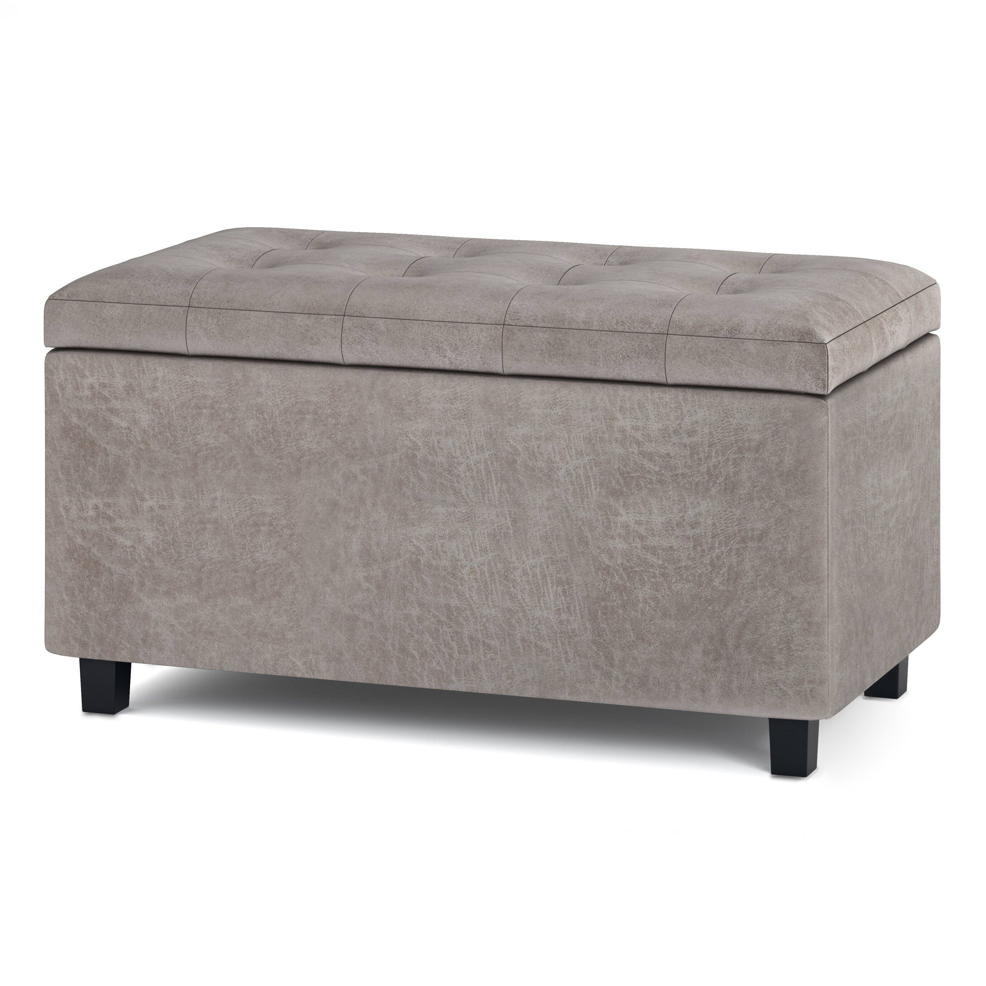 Angle. Simpli Home - Cosmopolitan Storage Ottoman - Distressed Grey Taupe.