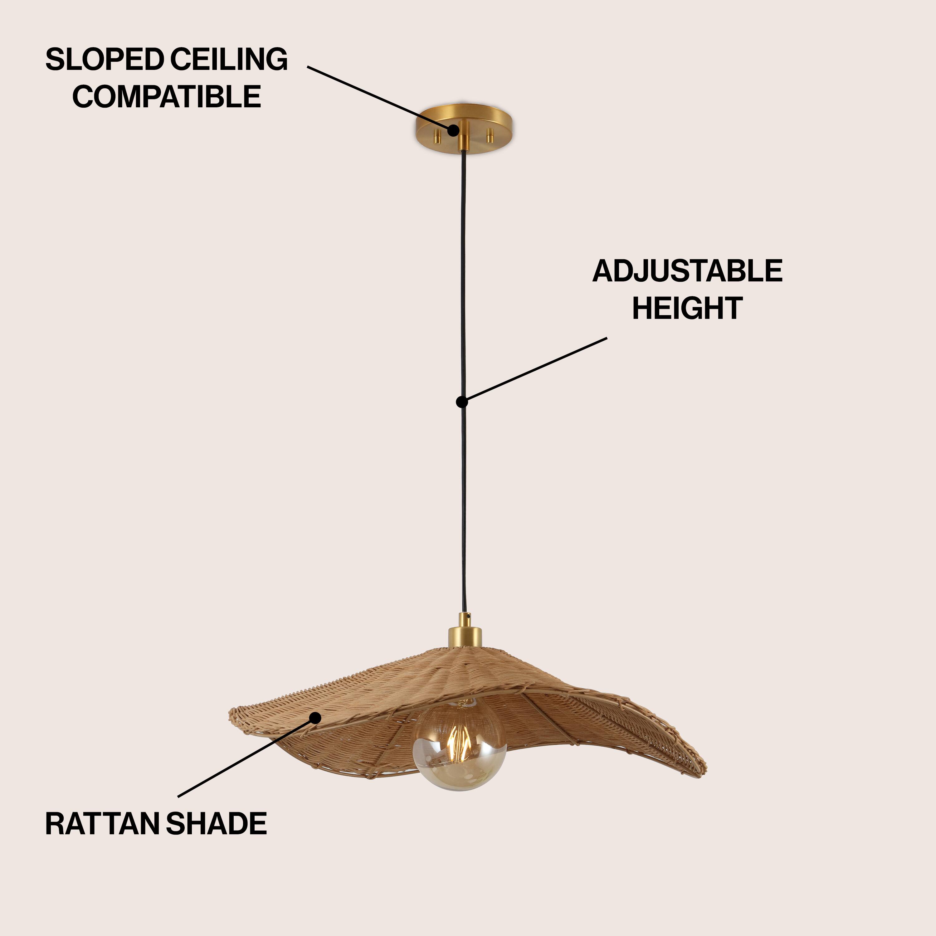 SLOPED CEILING COMPATIBLE  
ADJUSTABLE HEIGHT  
RATTAN SHADE