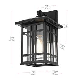 Elegant Lighting - Harley 13 inch Outdoor Wall sconce in Black - Black And Clear