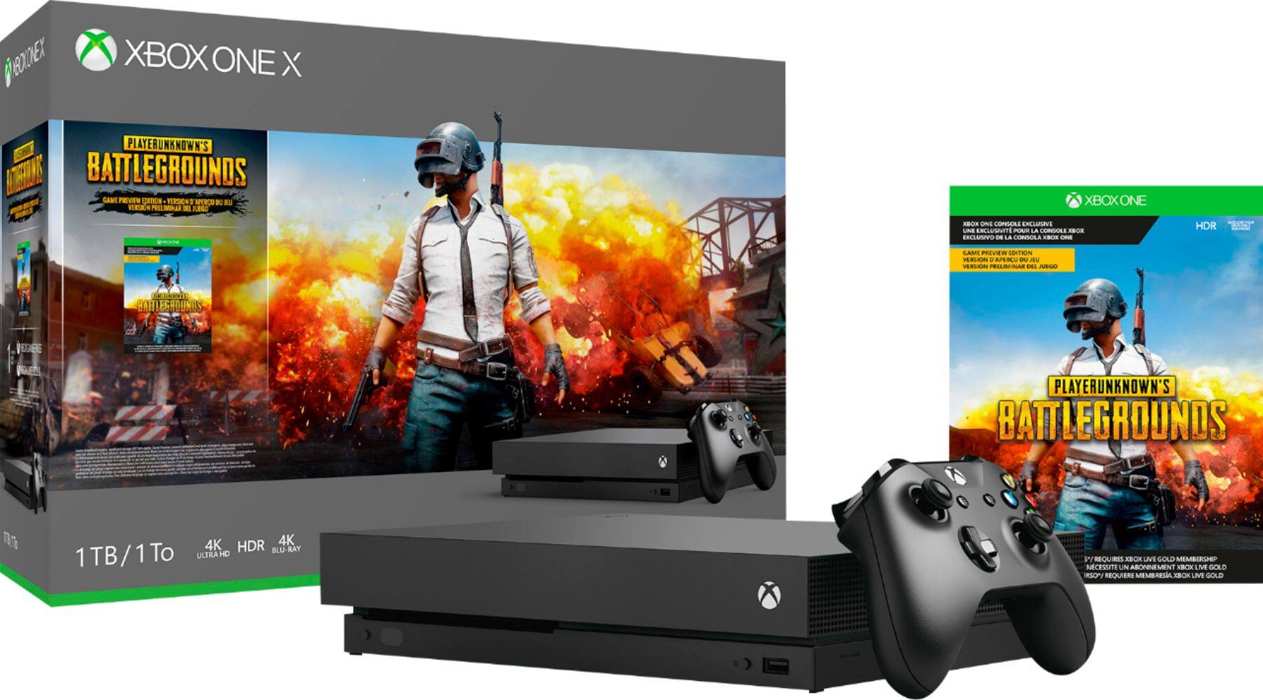 Best Buy Microsoft Xbox One X 1tb Playerunknown S Battlegrounds Bundle With 4k Ultra Hd Blu Ray Black Cyv