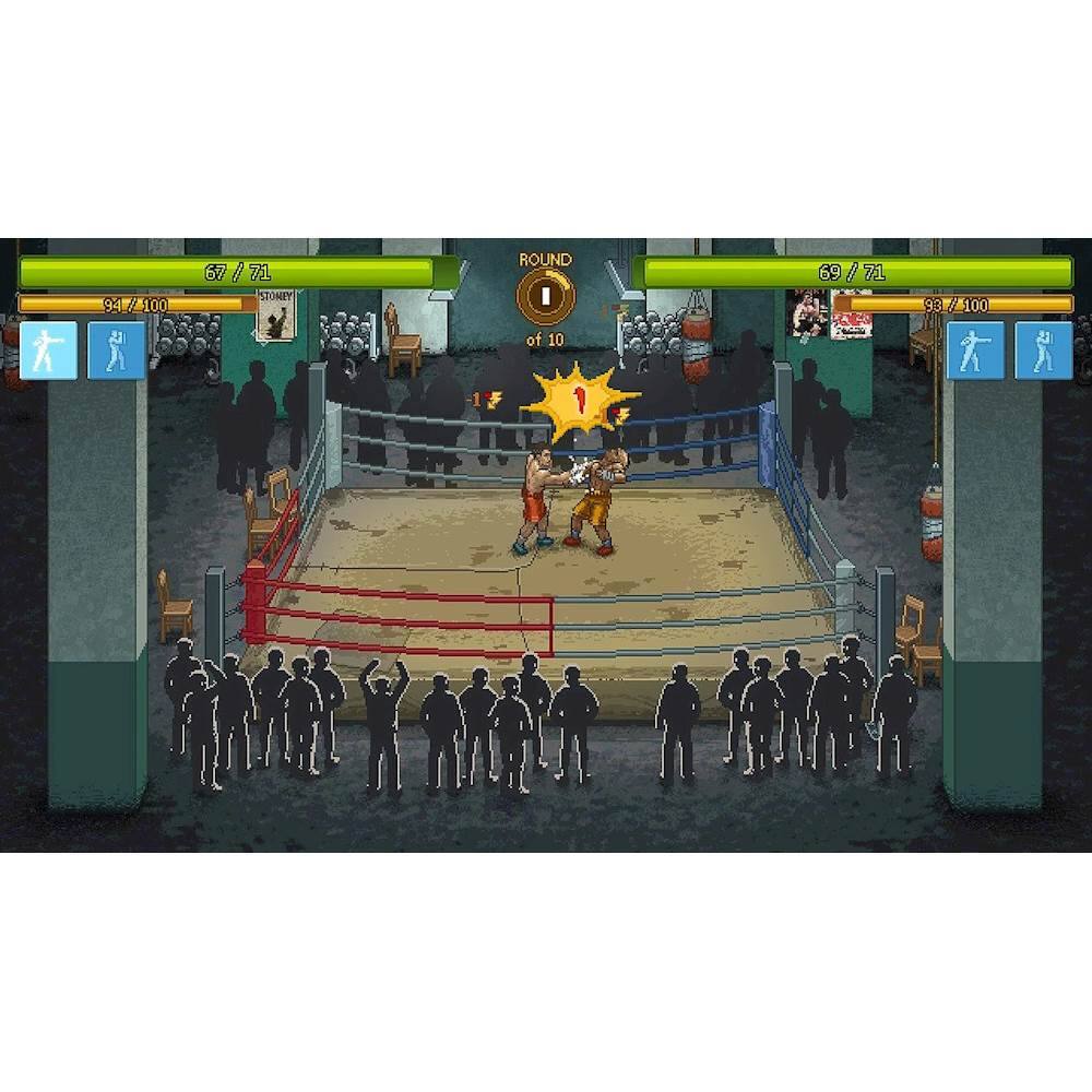 The image shows a boxing match taking place in a ring, with two men actively fighting. The audience, consisting of multiple people, is watching the match intently. The boxers are standing in the center of the ring, with one of them wearing a yellow outfit. The audience members are spread around the ring, with some standing closer to the fighters and others further away. The overall atmosphere of the scene is intense and exciting, as the crowd eagerly awaits the outcome of the match.