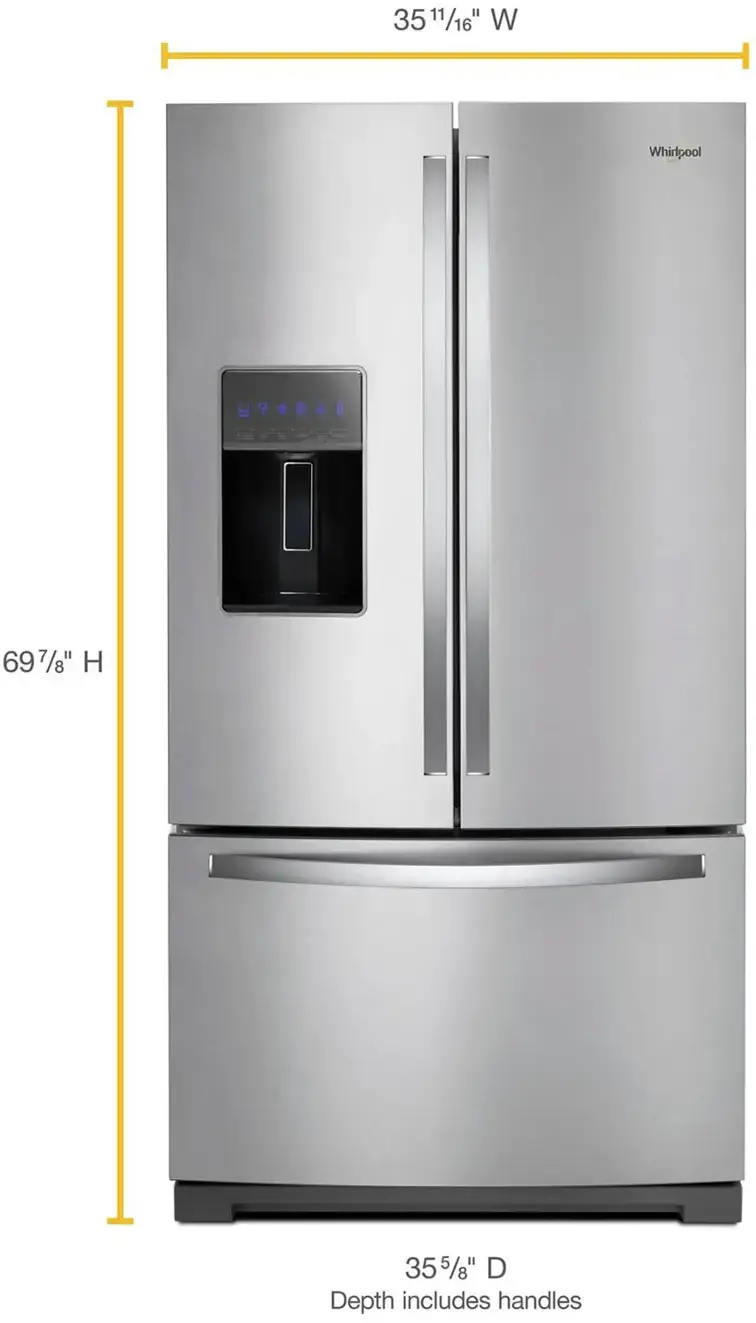 Alt View 2. Whirlpool - 26.8 Cu. Ft. French Door Refrigerator - Stainless Steel.