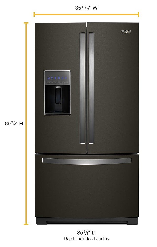 Left View: Whirlpool - 26.8 Cu. Ft. French Door Refrigerator - Black Stainless Steel