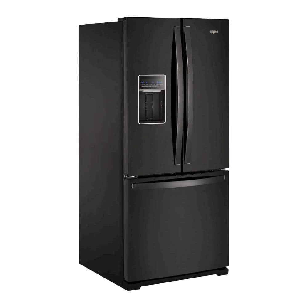 Angle View: Whirlpool - 19.7 Cu. Ft. French Door Refrigerator - Black