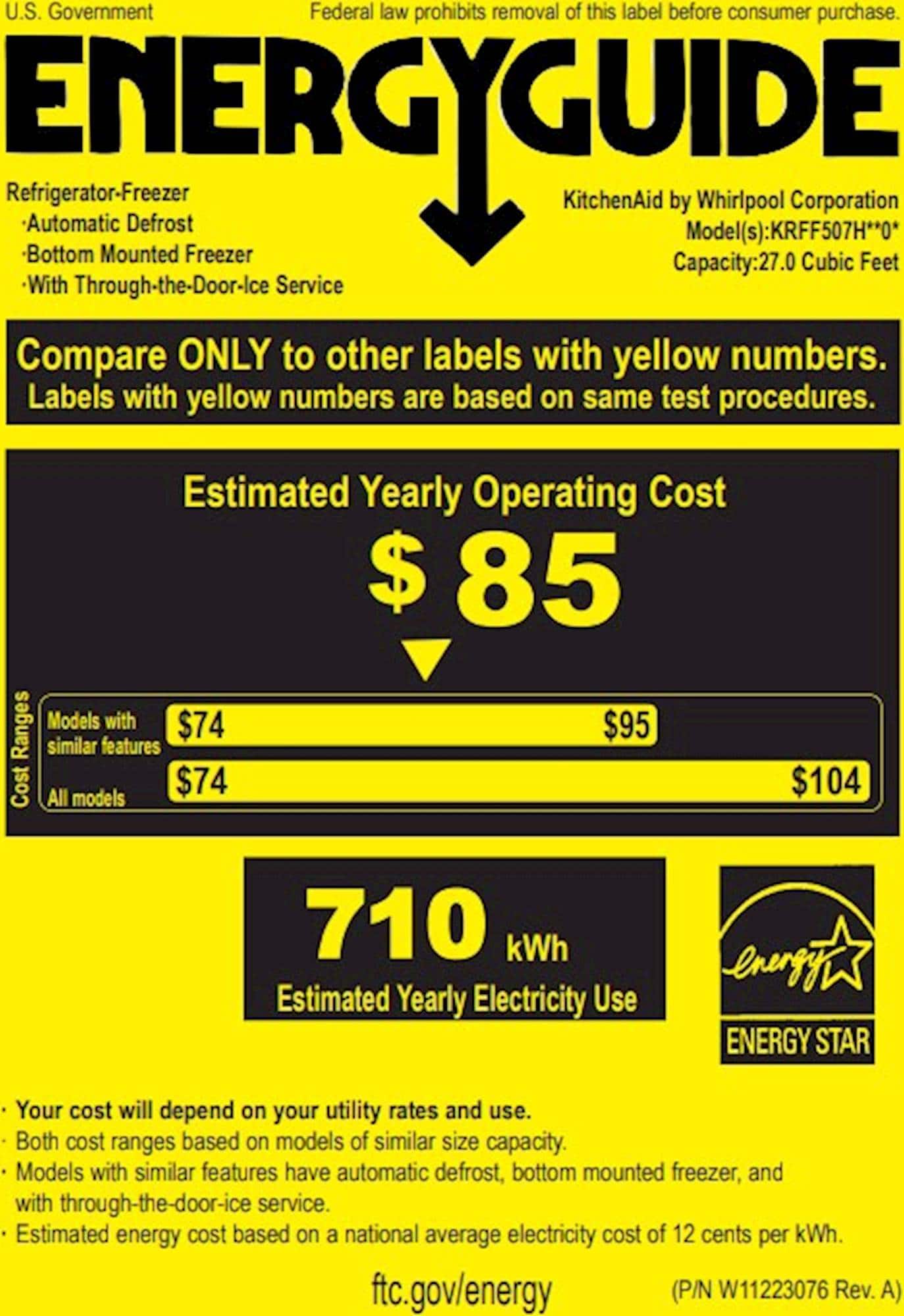 KitchenAid 27 Cu. Ft. French Door Refrigerator Black stainless steel KRFF507HBS Best Buy